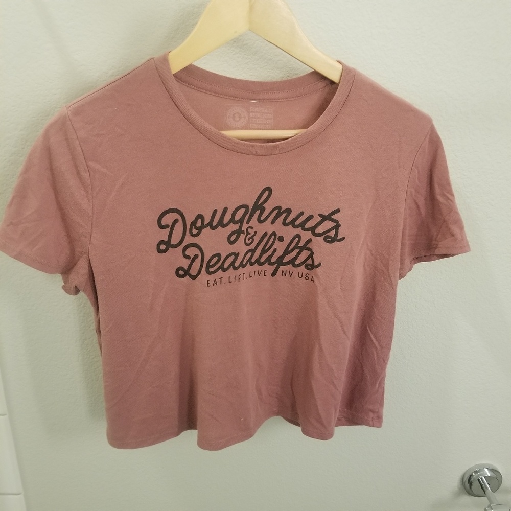 Doughnuts & Deadlifts Crop Top Size Medium